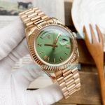 Replica Rolex President Day Date II Olive Green Dial Rose Gold Watch 41MM